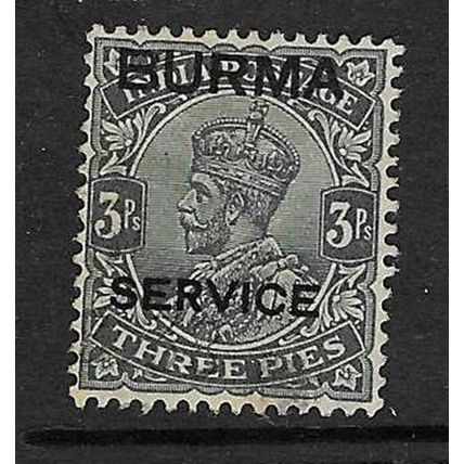 BURMA 1937 OVERPRINT SERVICE ON 3P USED SG O1
