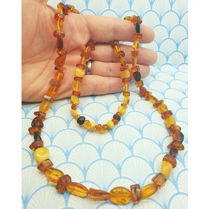 Vintage Genuine Natural Baltic Amber Chunky Polished Nugget Beaded Necklace