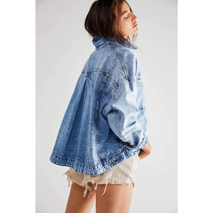 Light Blue Washed Oversize Pocketed Denim Jacket