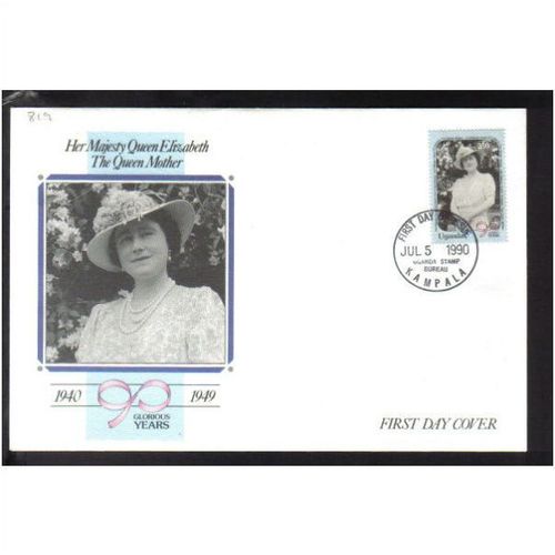 1990 UGANDA QUEEN MOTHER 90TH BIRTHDAY FDC SG819