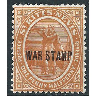 St Kitts-Nevis 1918 SG23 1 1/2d Orange WAR TAX Mounted Mint .. ..