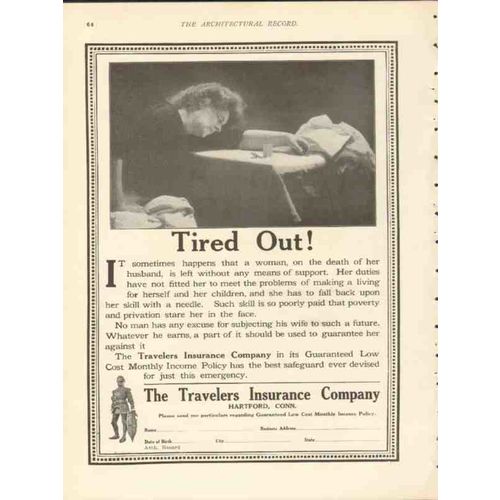 travelers insurance company 1912 tired out husband death vintage ad