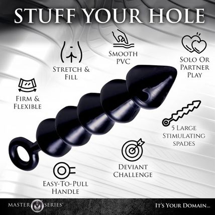 Spades XL Anal Beads Butt Plug Master Series TPR Extra Large Ass Butt Huge Black