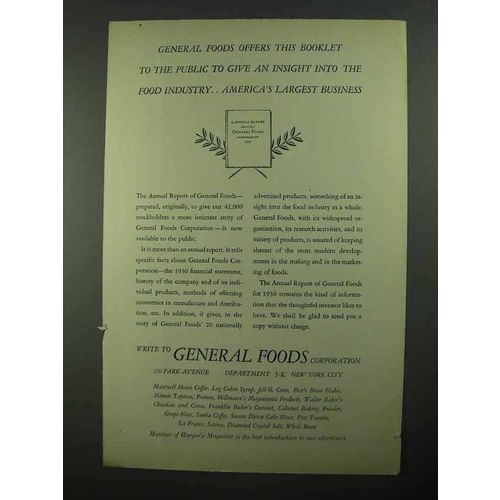 1931 General Foods Ad - Insight Into The Food Industry