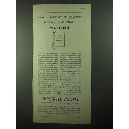 1931 General Foods Ad - Research Achievement Vita-Fresh