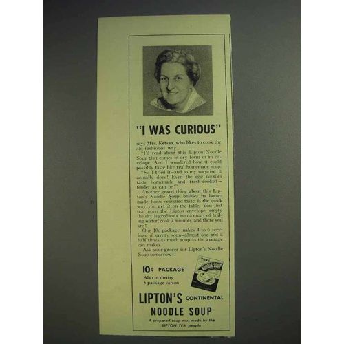 1943 Lipton's Continental Noodle Soup Ad - Curious