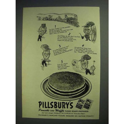 1943 Pillsbury's Pancake and Waffle Flour Ad