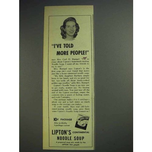 1943 Lipton's Continental Noodle Soup Ad - Told People