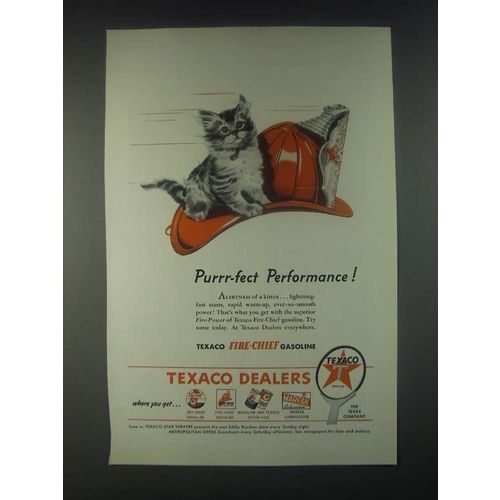1946 Texaco Fire-Chief Gasoline Ad - Purr-Fect Performance