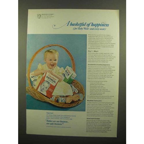 1965 Gerber Modilac Formula, Oatmeal, Rice Cereals Ad