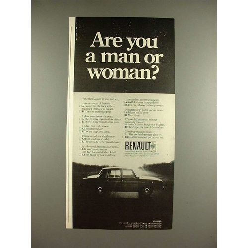 1969 Renault 10 Car Ad - Are you a Man or Woman?
