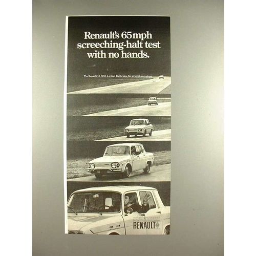 1969 Renault 10 Car Ad - Screeching-Halt Test, No Hands