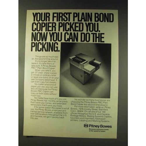 1976 Pitney Bowes PBC Plain Bond Copier Ad - Do Picking