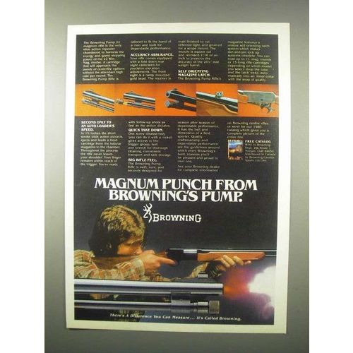 1980 Browning Pump 22 Magnum Rifle Ad - Magnum Punch