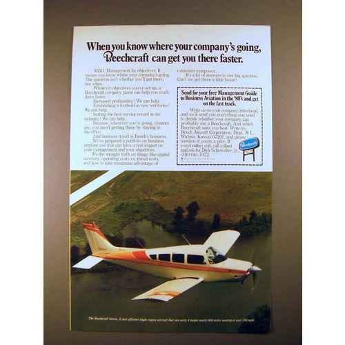 1980 Beechcraft Sierra Plane Ad - Get You There Faster