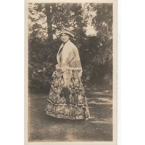A Lady Wearing A Long Floral Dress & Shawl & Holding A Parasol Postcard ETH12266
