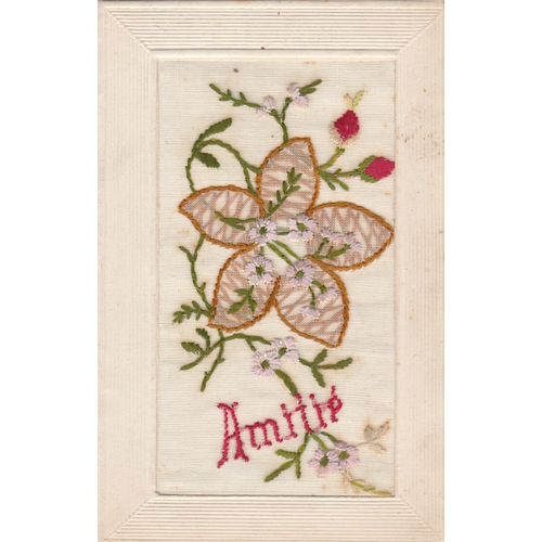 Silk Postcard Showing Flowers (SIL725)