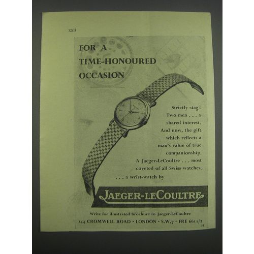 1955 Jaeger-LeCoultre Watch Ad - For a Time-Honoured occasion