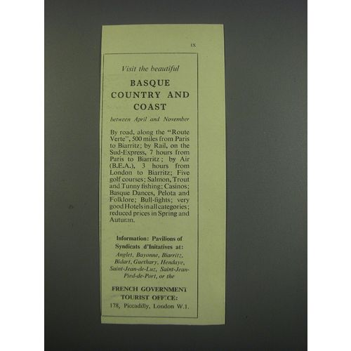 1955 French Government Tourist Office Ad - Visit the beautiful Basque country