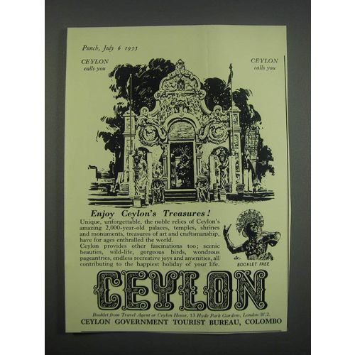 1955 Ceylon Touris Ad - Enjoy Ceylon's Treasures