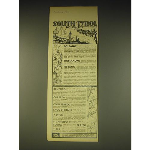 1962 South Tyrol Dolomites Italy Advertisement