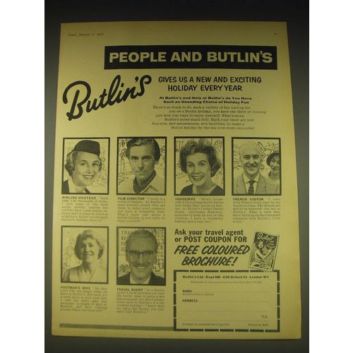 1962 Butlin's Ltd Ad - People and Butlin's gives us a new and exciting holiday