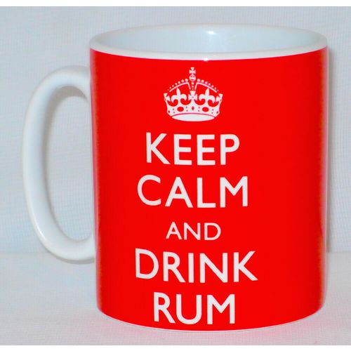 Keep Calm And Drink Rum Mug Can Personalise Great Dark Navy Bacardi Drinker Gift