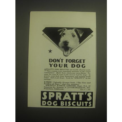 1931 Spratt's Dog Biscuits Ad - Don't forget your dog