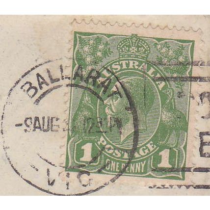AUST 1d Green KGV HEAD cover BALLARAT-VIC to PARKSIDE-STH.AUST dated 9.AUG.32