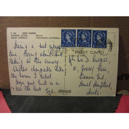 multiview, WEST SUSSEX county.. used postcard 1960s pm Selsey lifeboat =
