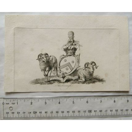 1790 engraving - coat of arms - Harborough