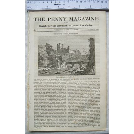 1833 The Penny Magazine No. 68 Richmond, Mycenae, rocks, orang-outang, etc.