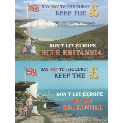 Say No To The Euro Sussex Rule Brittania Politics 2x Postcard s