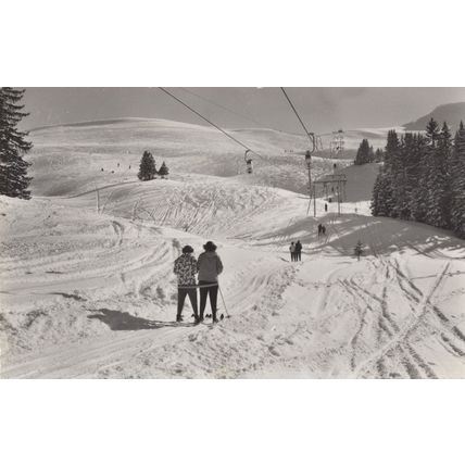Adelboden Children Walking in Freezing Snow Swiss RPC Postcard
