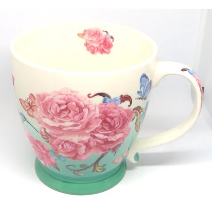 Oriental Blossom Fine China Mug with Pink Flowers and Butterfly Design 10 CM