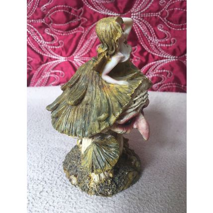 Mythical and Magical Fairy on a Witch Face Toadstool Indoor or Outdoor Figurine