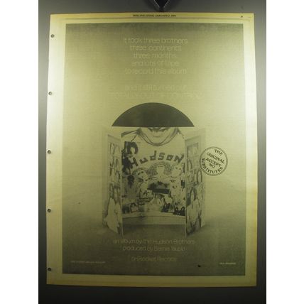 1975 Hudson Brothers Totally Out of Control Album Ad - It took three brothers