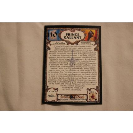 Prince Gallant 1993 Merlin Battle Cards NO. 110