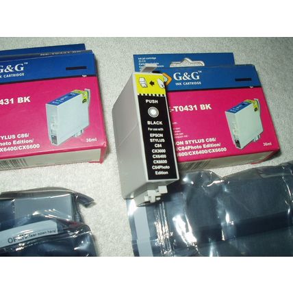 G&G LOT OF 2 NE-T0431 BK INK CARTRIDGES 4 EPSON STYLUS C86/C84/CX3600,6400,6500