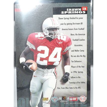 1997 Score Board SHAWN SPRINGS (Seahawks) All American Rookie Card #87
