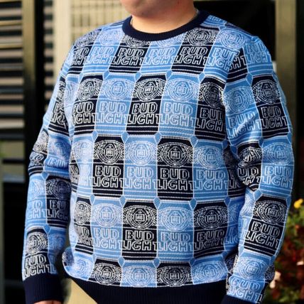 Bud Light Can Repeat Sweater-BLUE-MEDIUM-UNISEX-NEW-SEALED-FA  ST SHIPPING