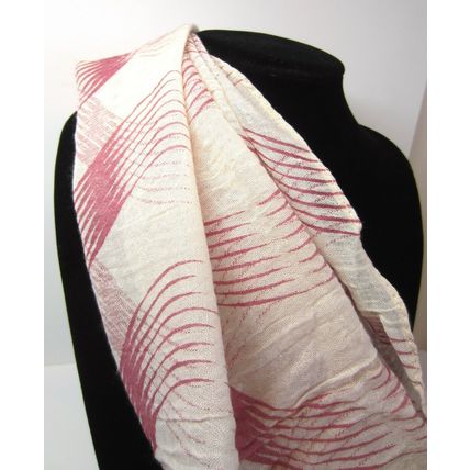 Beautiful Pink and Cream Wave Design Elegant 100% Cotton Scarf / Sarong / Shawl