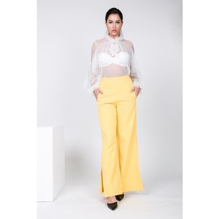 Side Slit Detail Wide Leg Pants