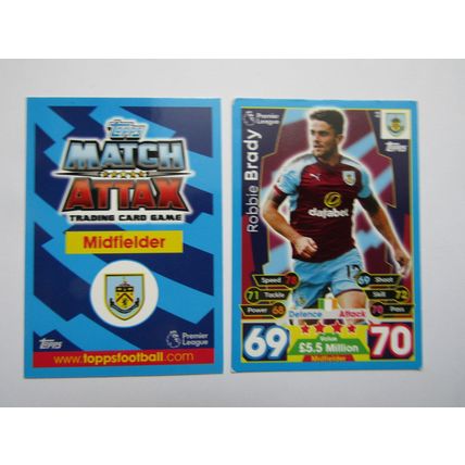 68. Robbie Brady - Burnley - Match Attax 2017/18 Football Card EF1