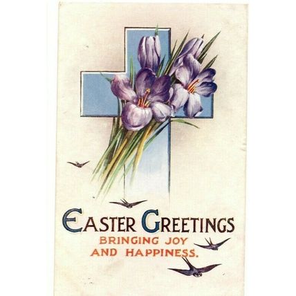POSTCARD Easter Greetings + 1926 London BRITISH GOODS ARE BEST Slogan Postmark