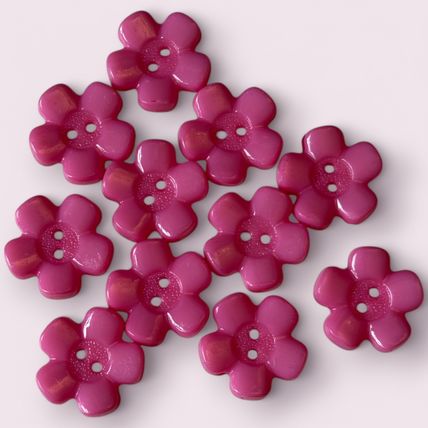 Acrylic Flower Buttons 20mm Flat 2 Hole 2 Colours White And Pink