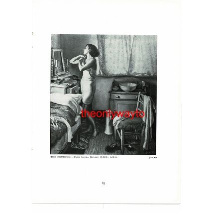 Bedroom, Sir Henry Newbolt & Elizabeth On Reverse, Book Illustration, 1931