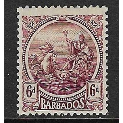 BARBADOS 1921-4 WMK MULTI-SCRIPT CA 6d MINT SG225
