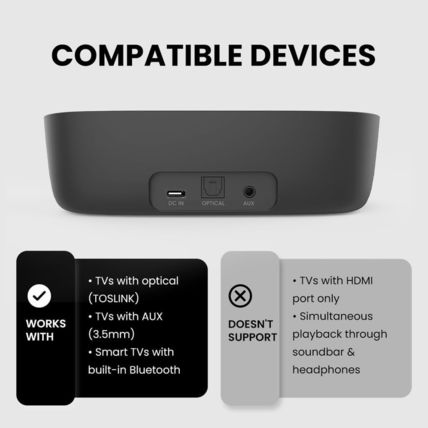 Avantree Ensemble - Wireless TV Headphones Compatible with Tvs with Optical, AUX