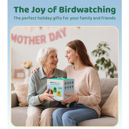 HIXX Smart Bird Feeder with Camera, Lifetime Free AI Bird Species Recognition, S
